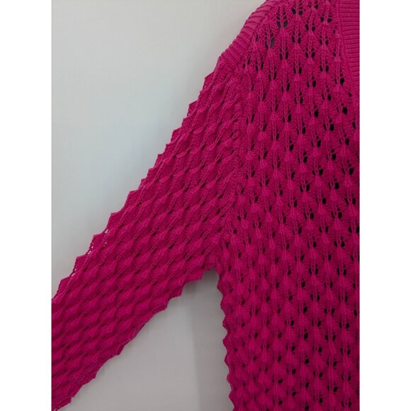 Broadway 38 Button Up Cardigan Women Size XL Textured Chunky Open Knit Academia - Picture 4 of 9